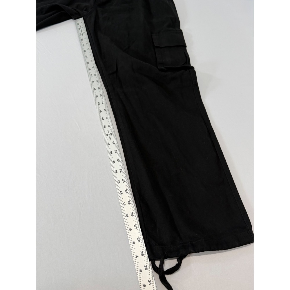 Black Cargo Pants Women XL Elastic Waist Drawstring Utility Streetwear - Picture 5 of 6